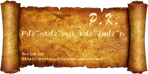 Pöstényi Kálmán névjegykártya
